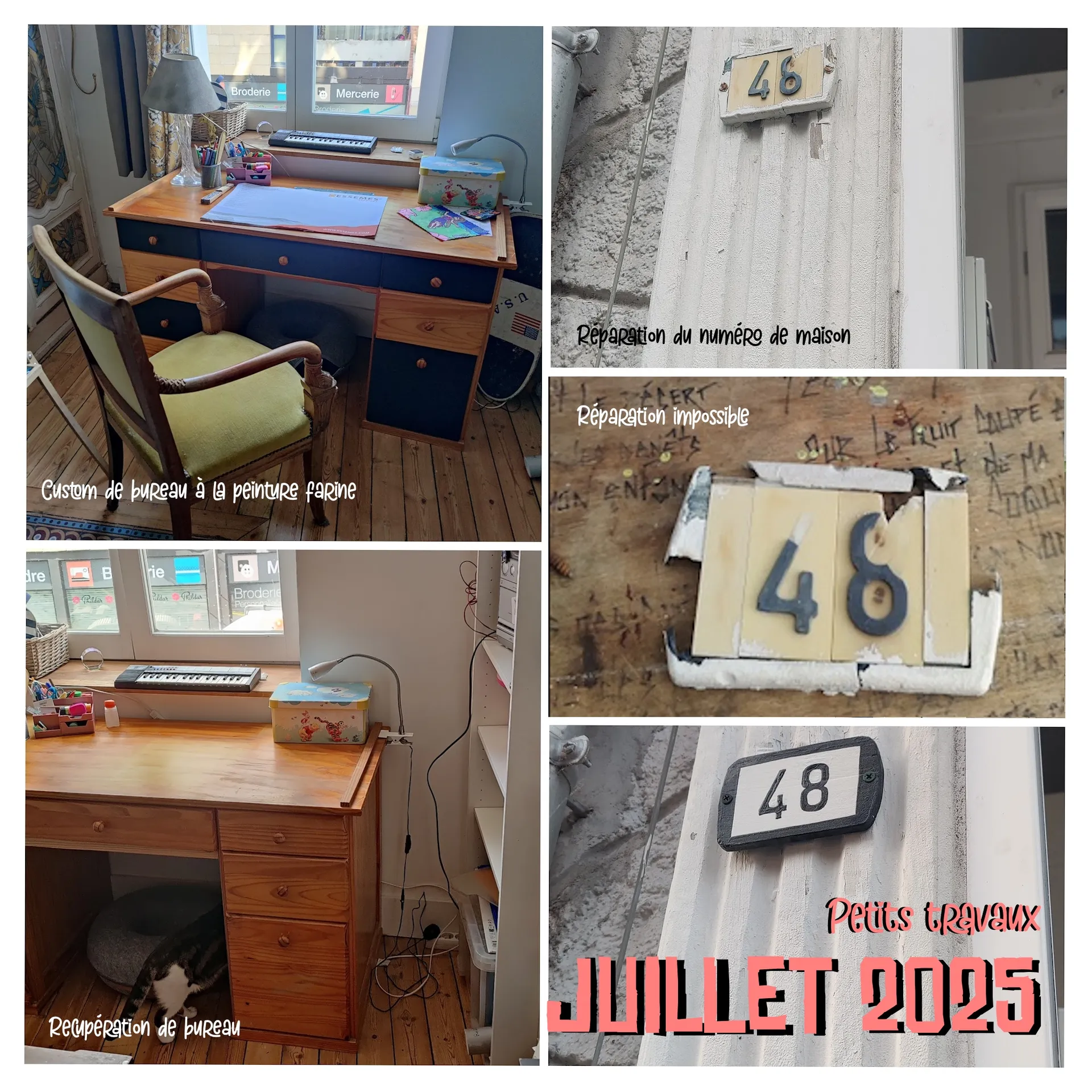 Petits travaux et tests de peinture à la farine.